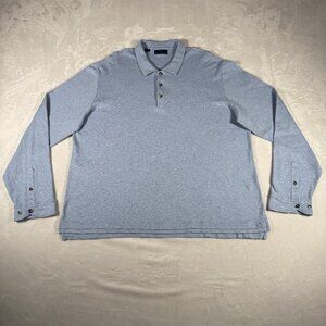 David Donahue Sweater Men Size XXL Blue Long Sleeve Polo Shirt 100% Cotton EUC